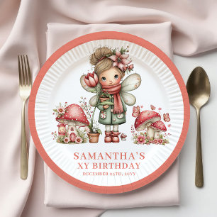 Cute Fairy 2nd Birthday Mushroom Floral Plates