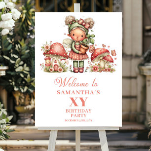 Cute Fairy 2nd Birthday Pastel Pink Welcome Poster