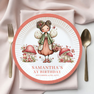 Cute Fairy 3rd Birthday Pastel Pink Floral Plates