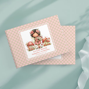 Cute Fairy 5th Birthday Blush Floral Guest Book