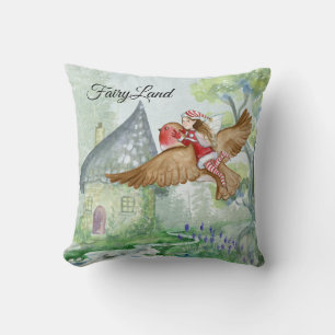 Cute Fairy And Bird Throw Pillow