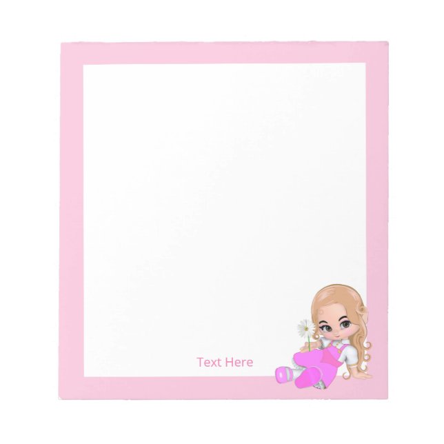 Cute Fairy and Flowers Simple Notepad (Front)