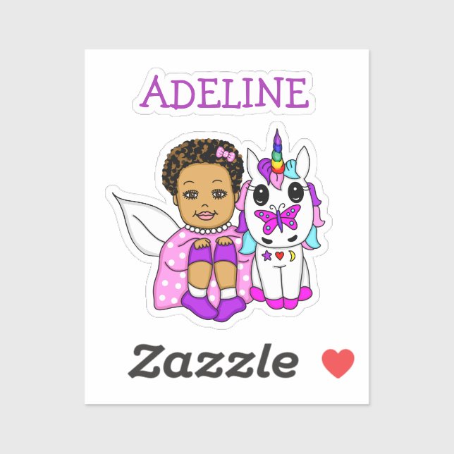 Cute Fairy and her Unicorn Personalized Name (Sheet)