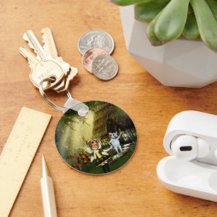 Cute Fairy And White Mouse Keychain