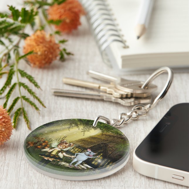Cute Fairy And White Mouse Keychain (Front Right)