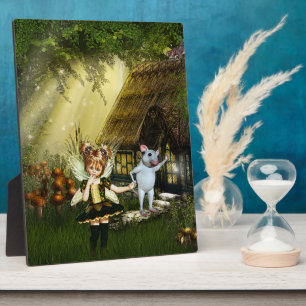 Cute Fairy And White Mouse Plaque