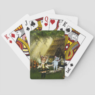 Cute Fairy And White Mouse Playing Cards