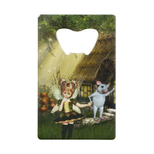 Cute Fairy And White Mouse Wallet Bottle Opener