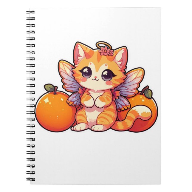 Cute fairy cat with oranges notebook (Front)