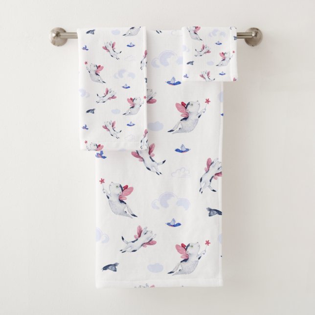Cute Fairy Cats Bath Towel Set (Insitu)