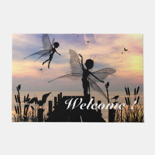 Cute fairy dancing on a jetty doormat