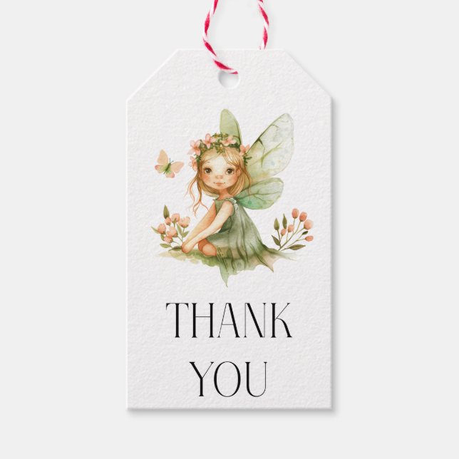 Cute Fairy First Birthday Gift Tags (Front)
