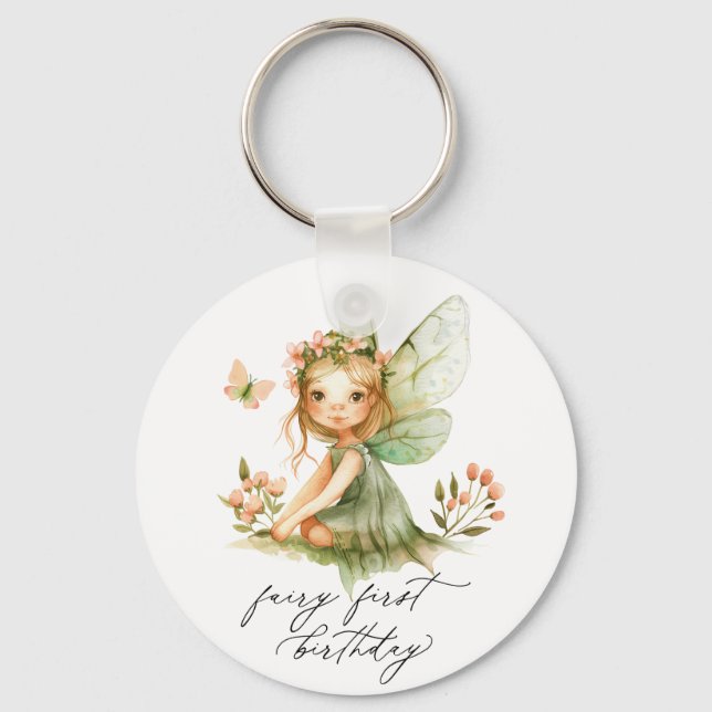 Cute Fairy First Birthday Keychain (Front)