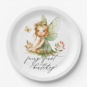 Cute Fairy First Birthday Paper Plate