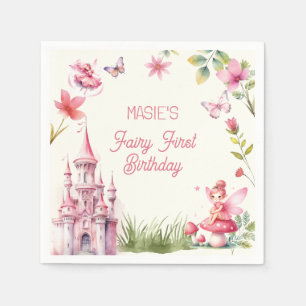 Cute Fairy First Wildflower Birthday Napkin