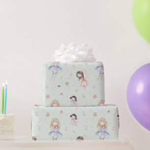 Cute Fairy Flowers Mint Green Girly Wrapping Paper