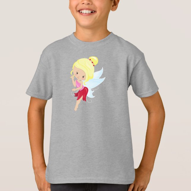 Cute Fairy, Forest Fairy, Magic Fairy, Blonde Hair T-Shirt (Front)