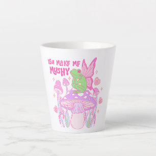 Cute Fairy Frog and Mushroom - You Make Me Mushy Latte Mug