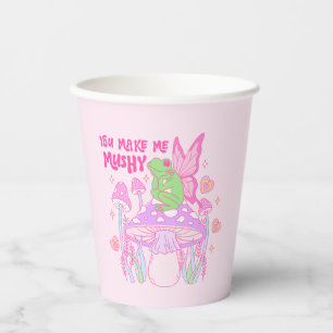 Cute Fairy Frog and Mushroom - You Make Me Mushy Paper Cups