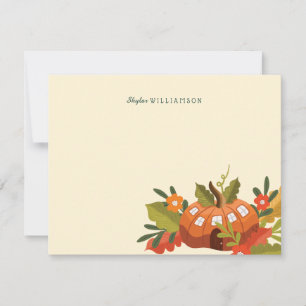 Cute Fairy Garden Autumn Leafs Mushroom & Pumpkin Card