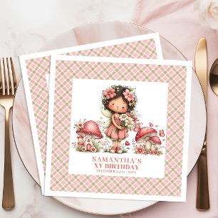 Cute Fairy Garden Birthday Invitation Pink Floral  Napkin