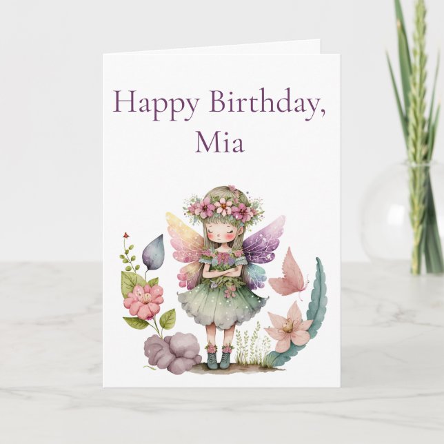 Cute Fairy Garden Girls Birthday Card (Front)