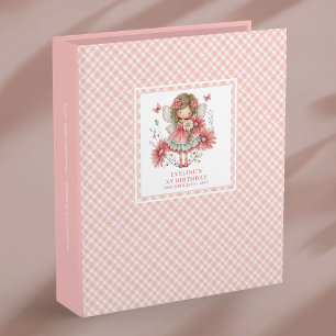 Cute Fairy Girl 2nd Birthday Floral Pink Memory   Binder