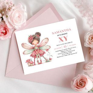 Cute Fairy Girl 2nd Birthday Pink Floral Invite