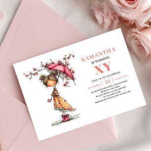 Cute Fairy Girl Birthday Blush Pink Floral invite