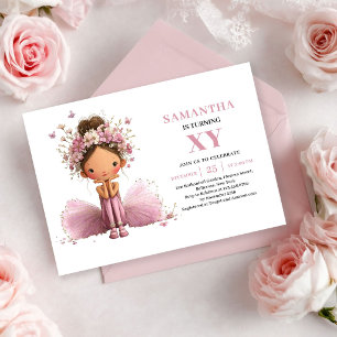 Cute Fairy Girl Birthday Blush Pink invitation