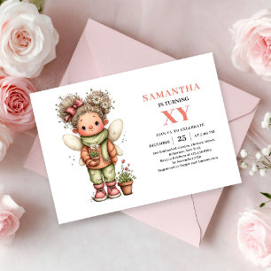 Cute Fairy Girl Birthday Magical Blush Pink invite