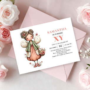 Cute Fairy Girl Birthday Pastel Blush invitation
