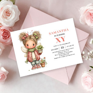 Cute Fairy Girl Birthday Pink Floral Magic invite
