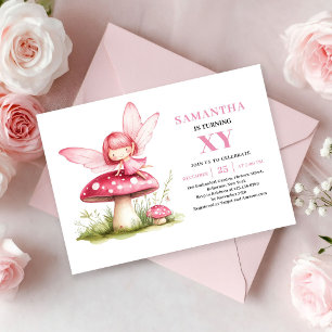 Cute Fairy Girl Birthday Pink Whimsical invitation
