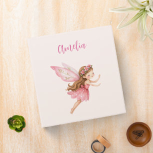 Cute Fairy Girl in a Pink Dress Whimsical Binder