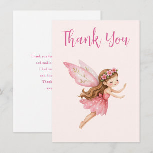 Cute Fairy Girl in Pink Dress Thank You Card