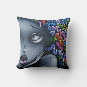 Cute Fairy Graffiti Throw Pillow