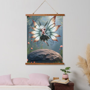 Cute Fairy Guardian in Magical Forest Hanging Tapestry