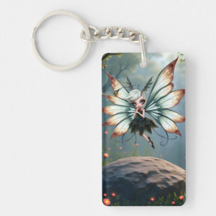 Cute Fairy Guardian in Magical Forest Keychain