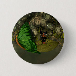 Cute Fairy in Boat with Fireflies 2 Inch Round Button