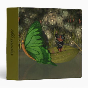 Cute Fairy in Boat with Fireflies Binder