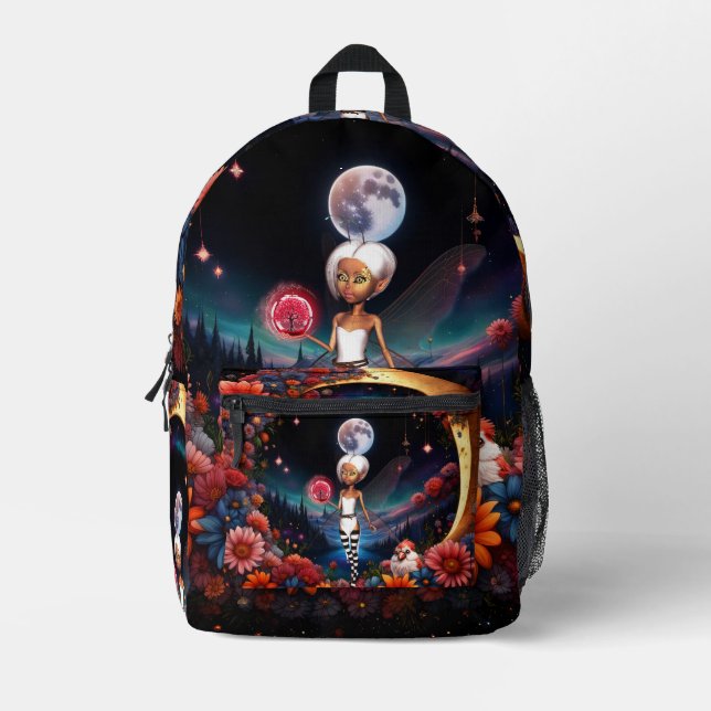 Cute fairy in the moon light. printed backpack (Front)