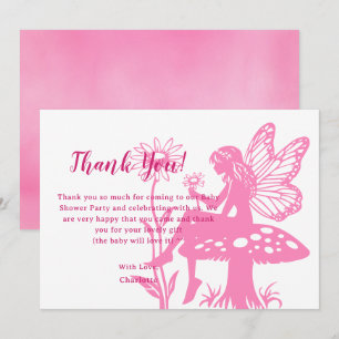 Cute Fairy Mushroom and Flower Baby Shower Thank You Card