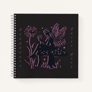 Cute Fairy Mushroom and Flower Chill Girl Notebook