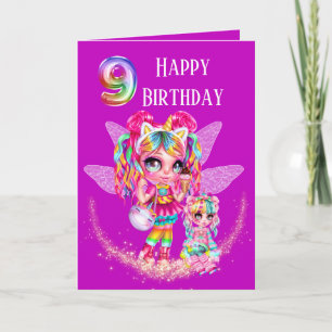 Cute fairy nineth birthday rainbow anime magic card