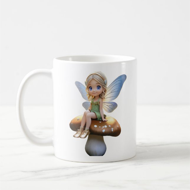 Cute Fairy on a Mushroom Mug (Left)
