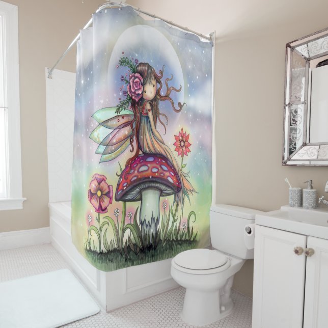 Cute Fairy on Mushroom and Full Moon Art (In Situ)
