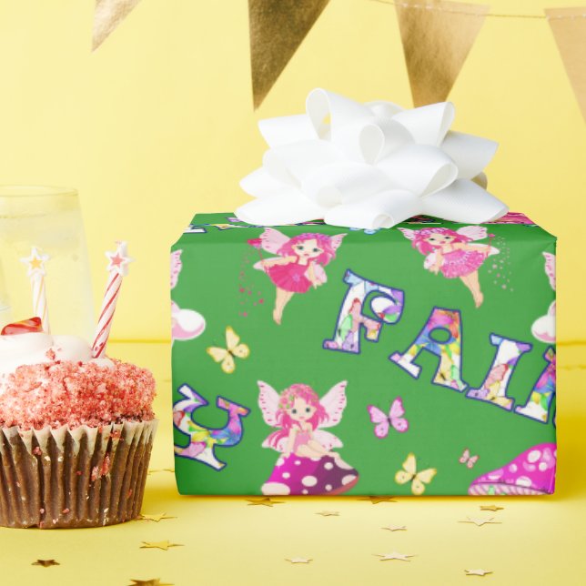 Cute Fairy pattern party wrap Wrapping Paper (Birthday Party)