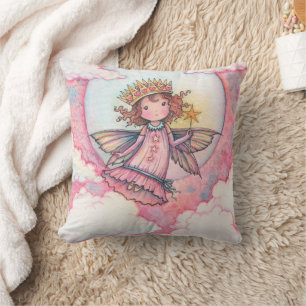 Cute Fairy Princess by Molly Harrison Throw Pillow