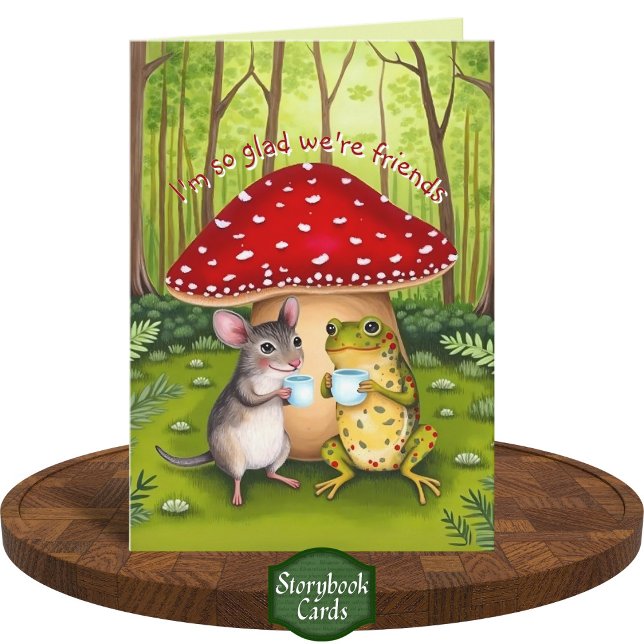 Cute Fairy Tale Artwork Frog and Mouse Friendship  Card (Creator Uploaded)
